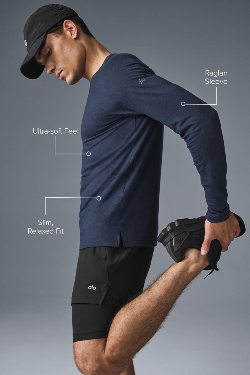 Camisetas Running Alo Yoga Triumph Long Sleeve Hombre Azul Marino | España  MLSR-12467