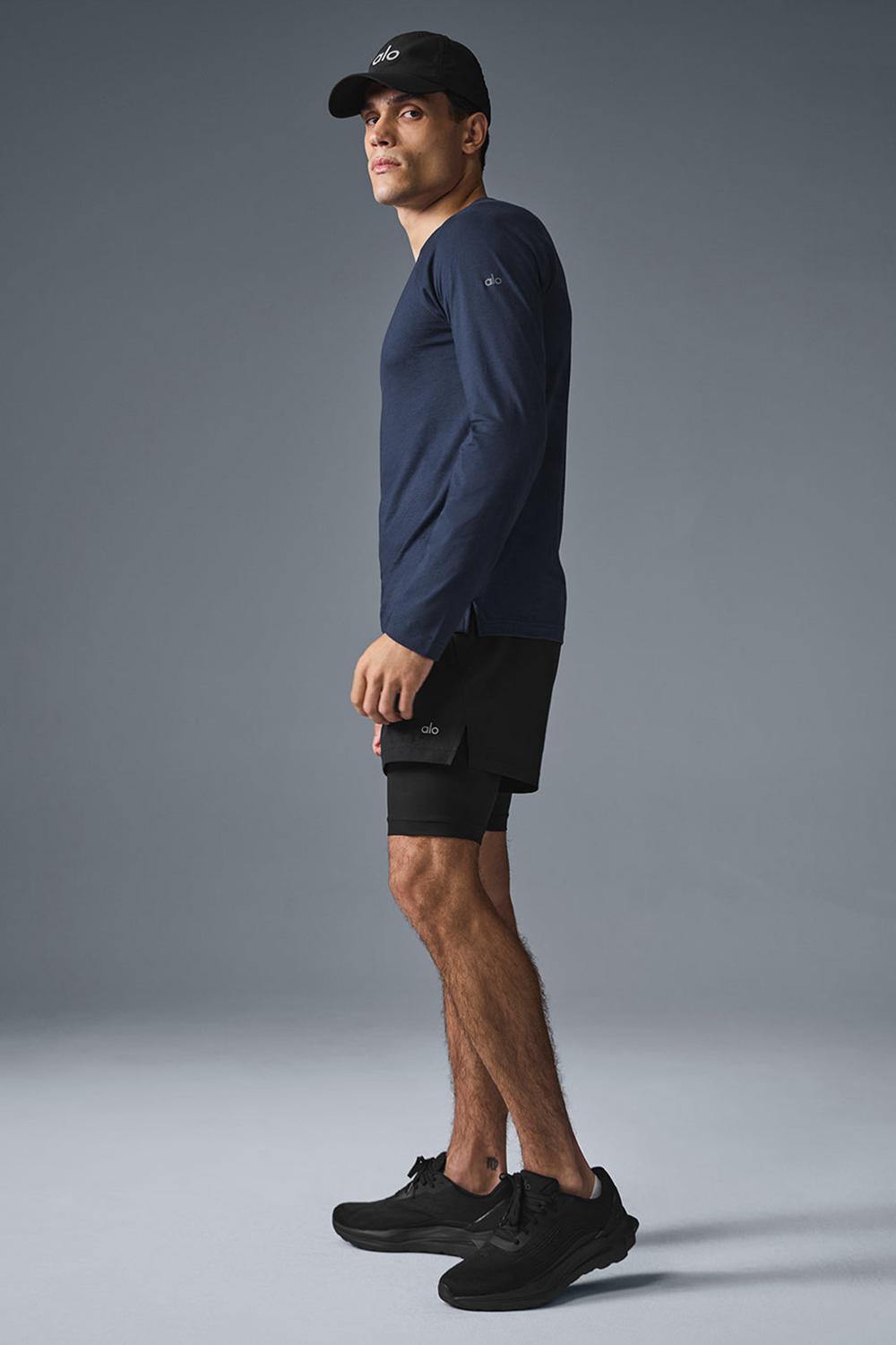 Camisetas Running Alo Yoga Triumph Long Sleeve Hombre Azul Marino | España  MLSR-12467