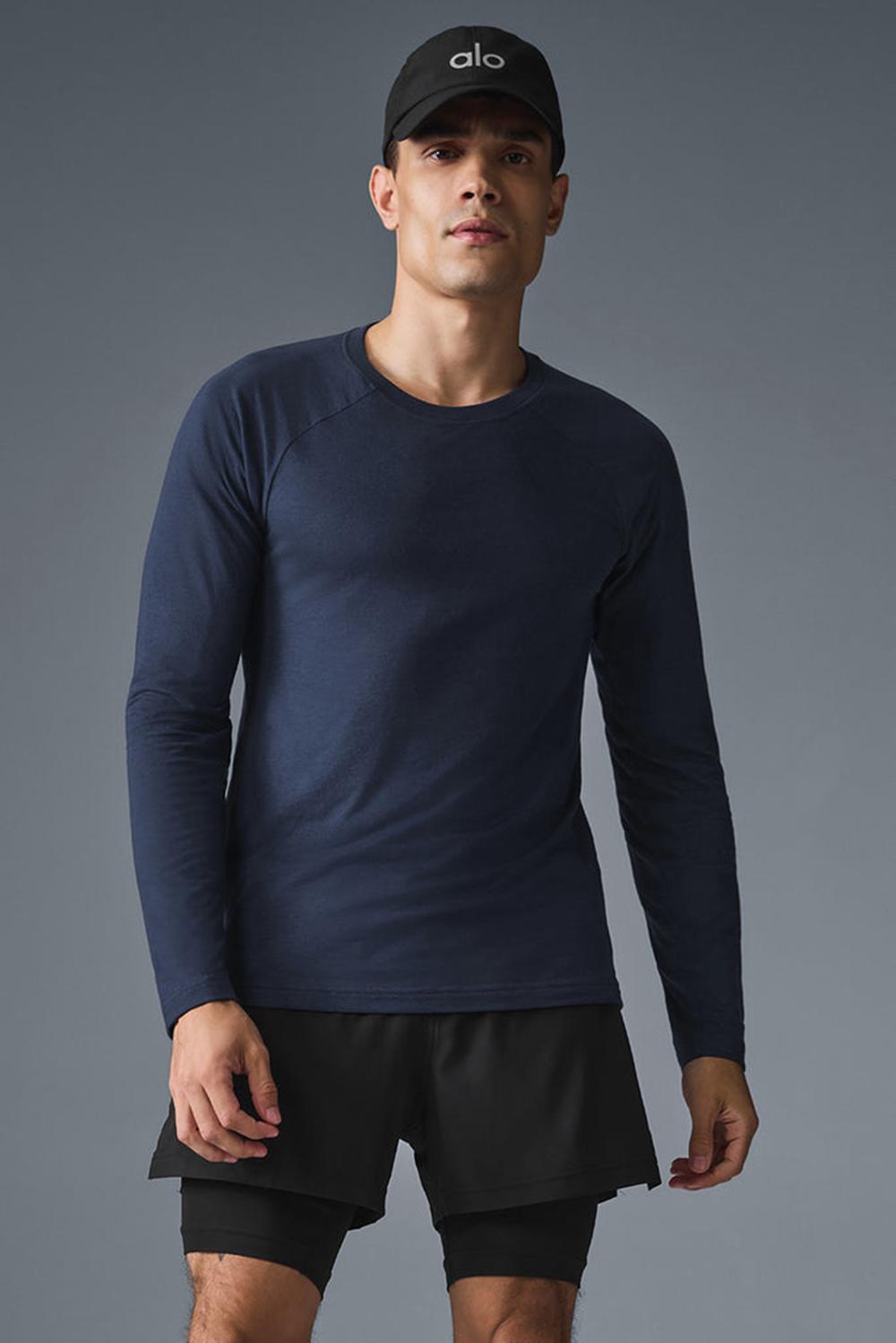 Camisetas Running Alo Yoga Triumph Long Sleeve Hombre Azul Marino | España  MLSR-12467