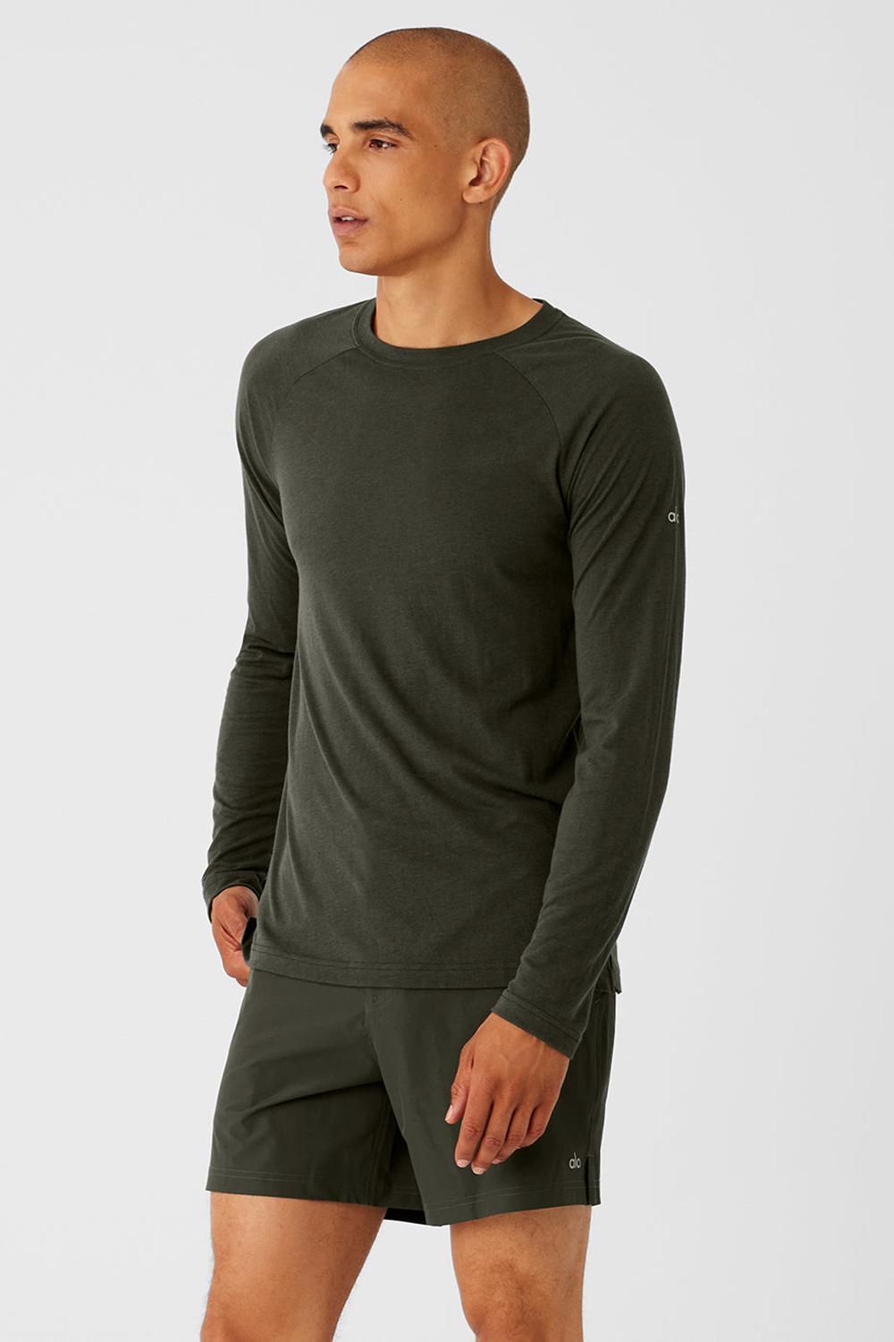 Camisetas Running Alo Yoga Triumph Long Sleeve Hombre Verde | España  FWDX-78609