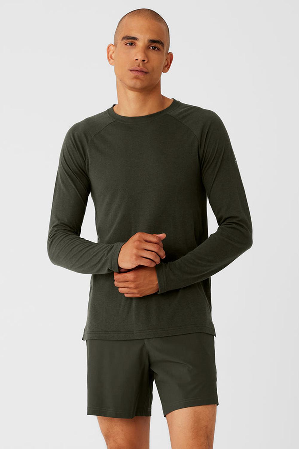 Camisetas Running Alo Yoga Triumph Long Sleeve Hombre Verde | España  FWDX-78609