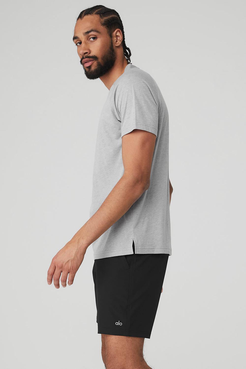 Camisetas Running Alo Yoga Triumph Raglan Hombre Gris | España  GRHV-35174