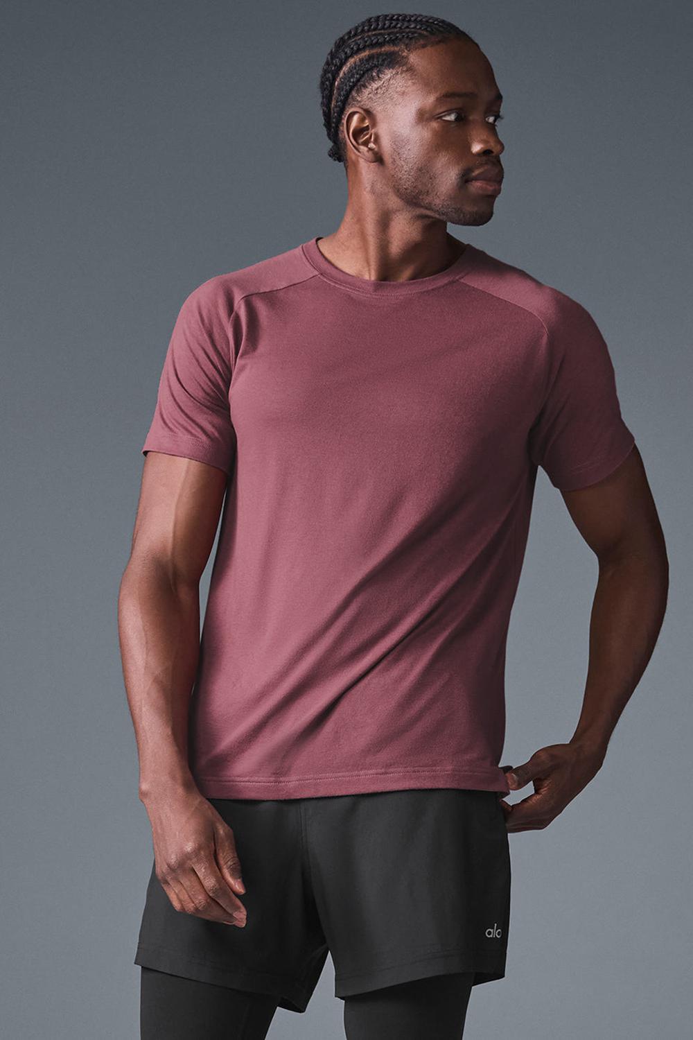 Camisetas Running Alo Yoga Triumph Raglan Hombre Burdeos | España  MTHQ-53708