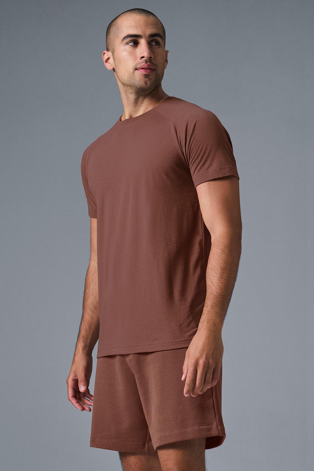 Camisetas Running Alo Yoga Triumph Raglan Hombre Chestnut | España  AYKJ-24875
