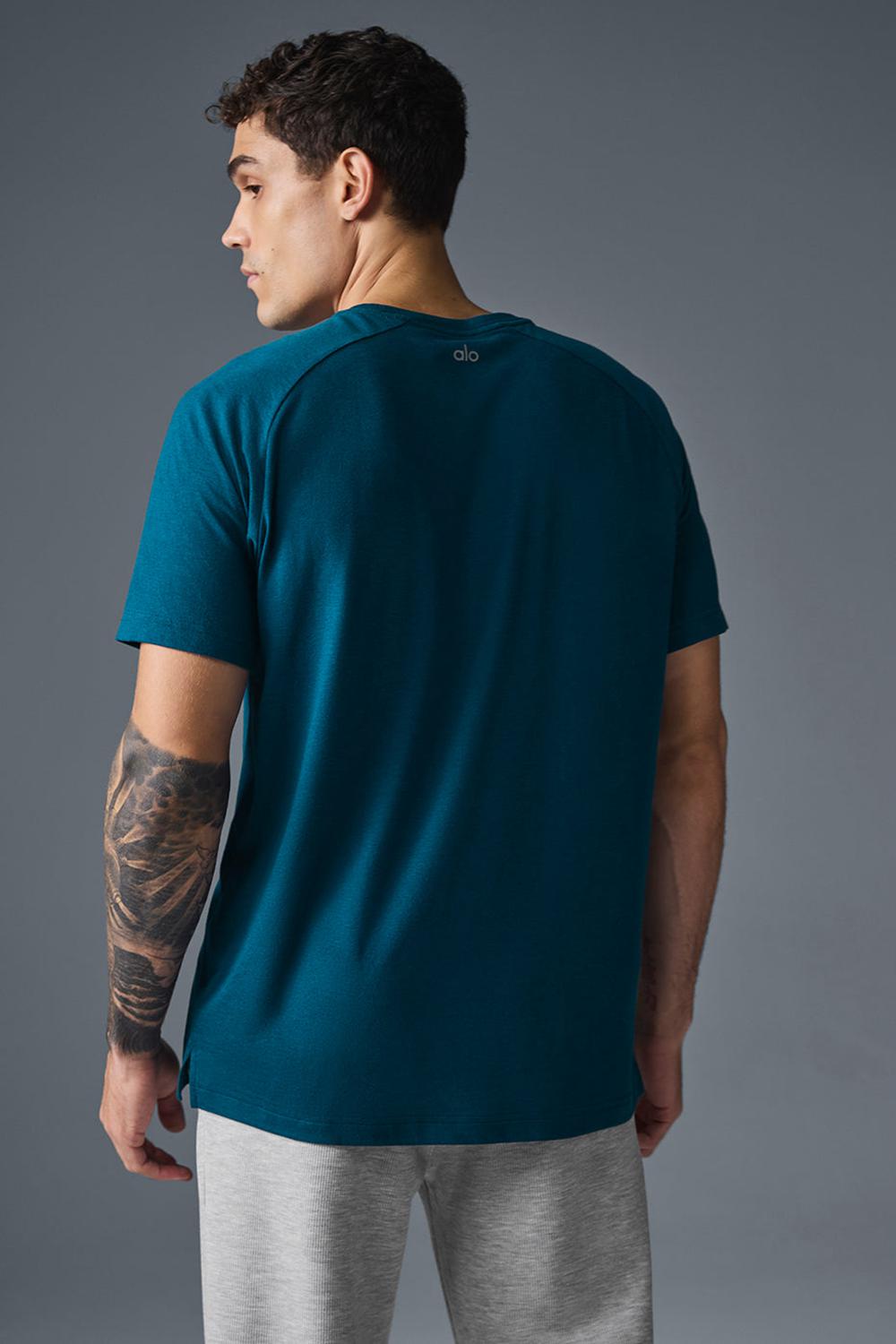 Camisetas Running Alo Yoga Triumph Raglan Hombre Azules | España  VFYW-70631