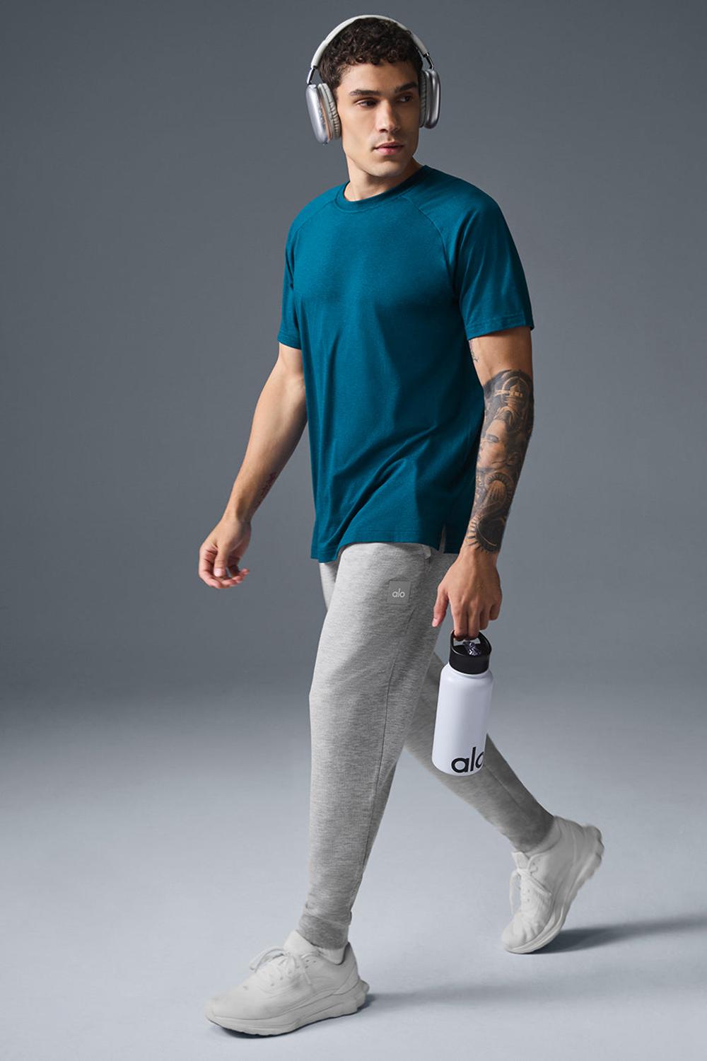 Camisetas Running Alo Yoga Triumph Raglan Hombre Azules | España  VFYW-70631