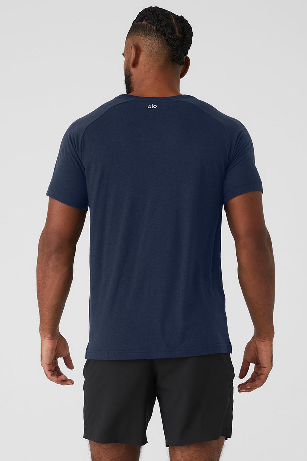 Camisetas Running Alo Yoga Triumph Raglan Hombre Azul Marino | España  CKUW-34012