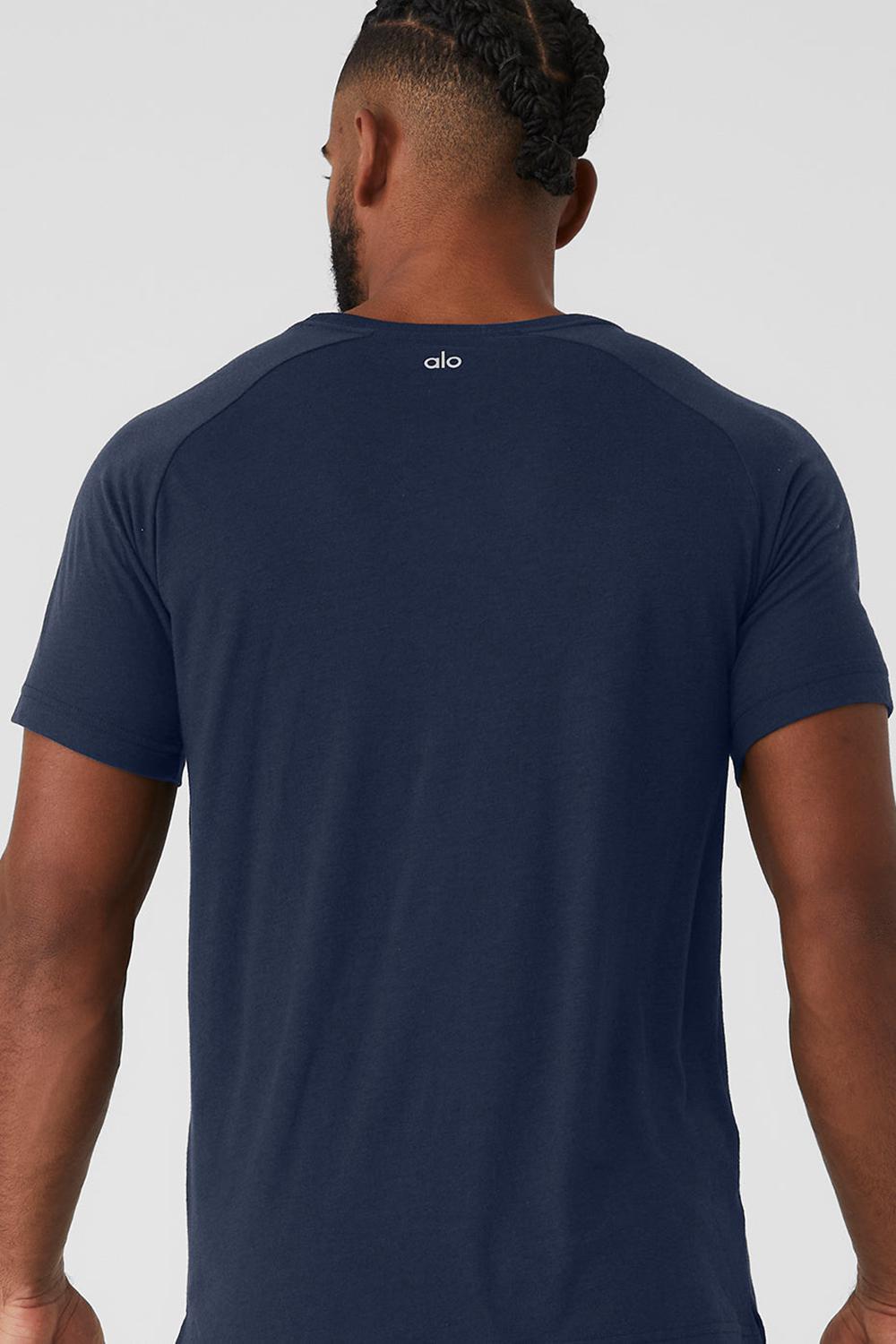 Camisetas Running Alo Yoga Triumph Raglan Hombre Azul Marino | España  CKUW-34012