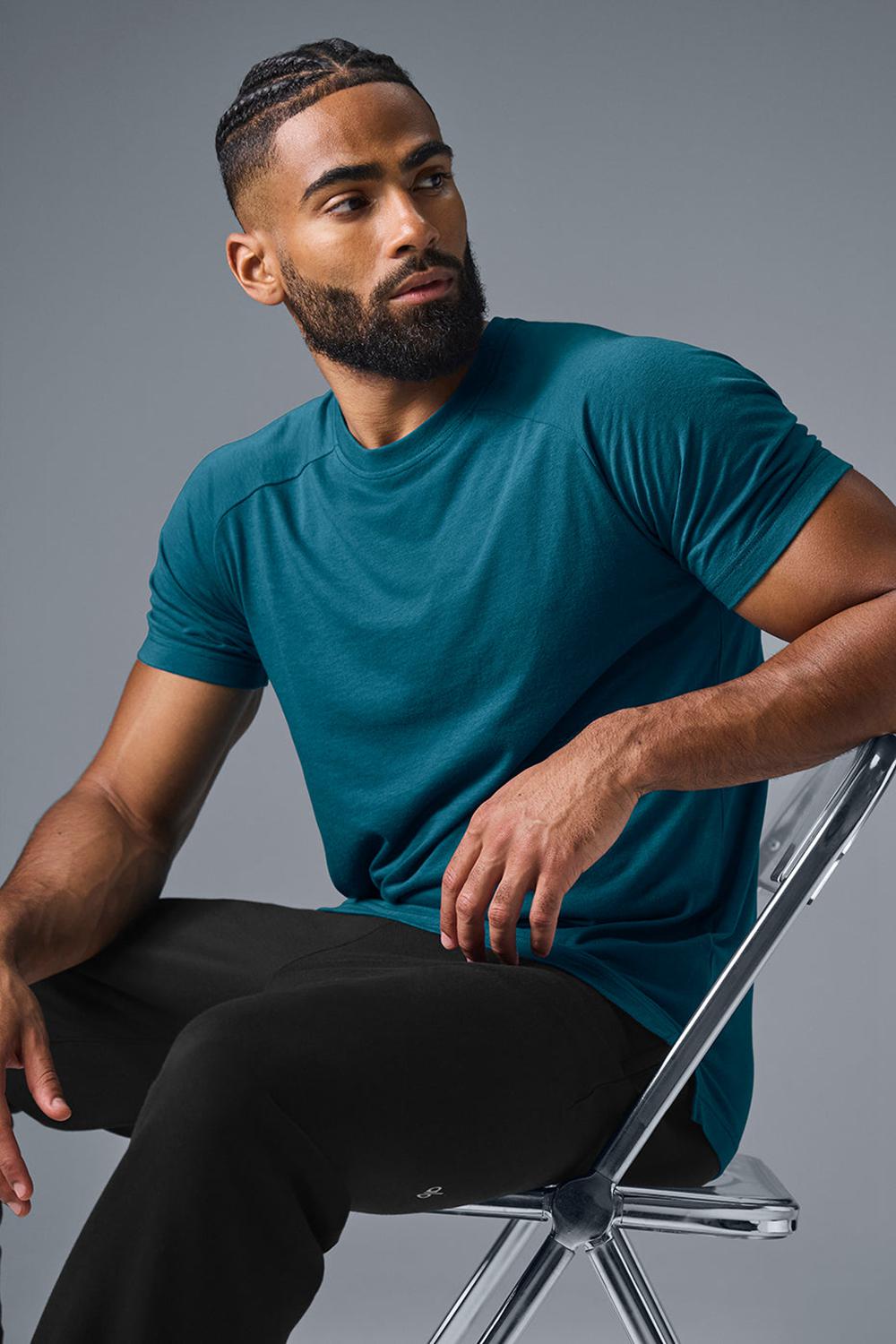 Camisetas Running Alo Yoga Triumph Raglan Hombre Oceanic Teal | España  HAZO-29170