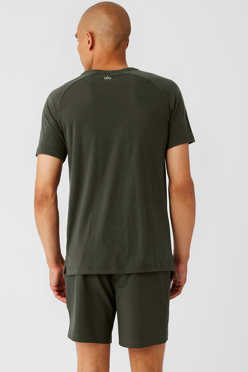 Camisetas Running Alo Yoga Triumph Raglan Hombre Verde | España  XMQZ-37416