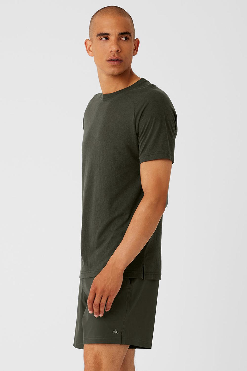 Camisetas Running Alo Yoga Triumph Raglan Hombre Verde | España  XMQZ-37416
