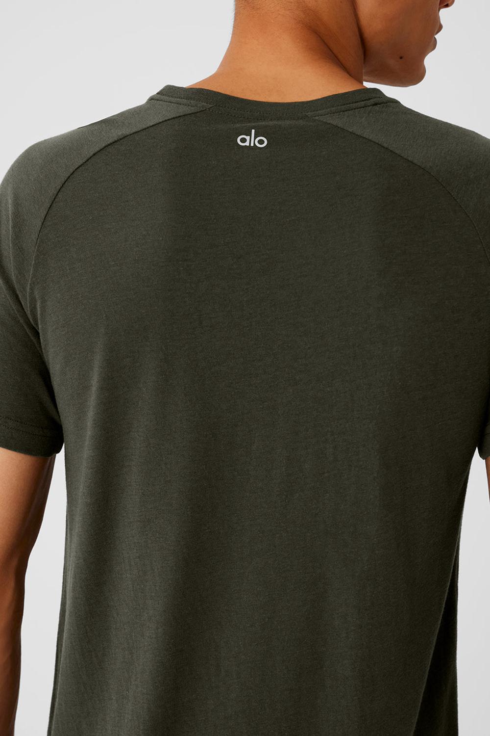 Camisetas Running Alo Yoga Triumph Raglan Hombre Verde | España  XMQZ-37416