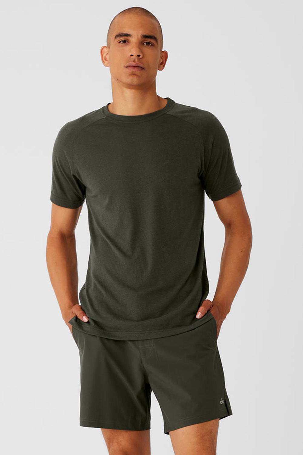Camisetas Running Alo Yoga Triumph Raglan Hombre Verde | España  XMQZ-37416