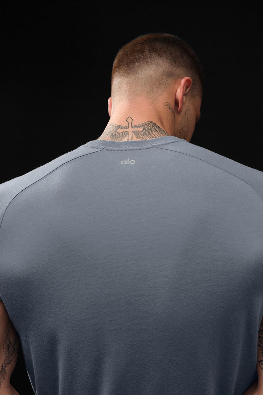 Camisetas Running Alo Yoga Triumph Raglan Hombre Gris | España  TMBW-05297