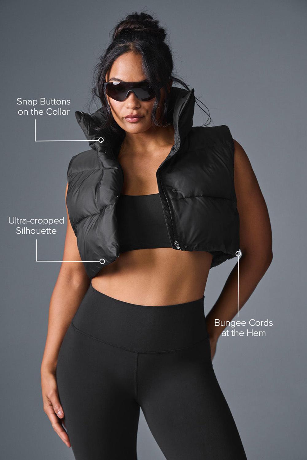 Chaleco Alo Yoga Cropped Gold Rush Puffer Mujer Negras | España  WNVB-94605
