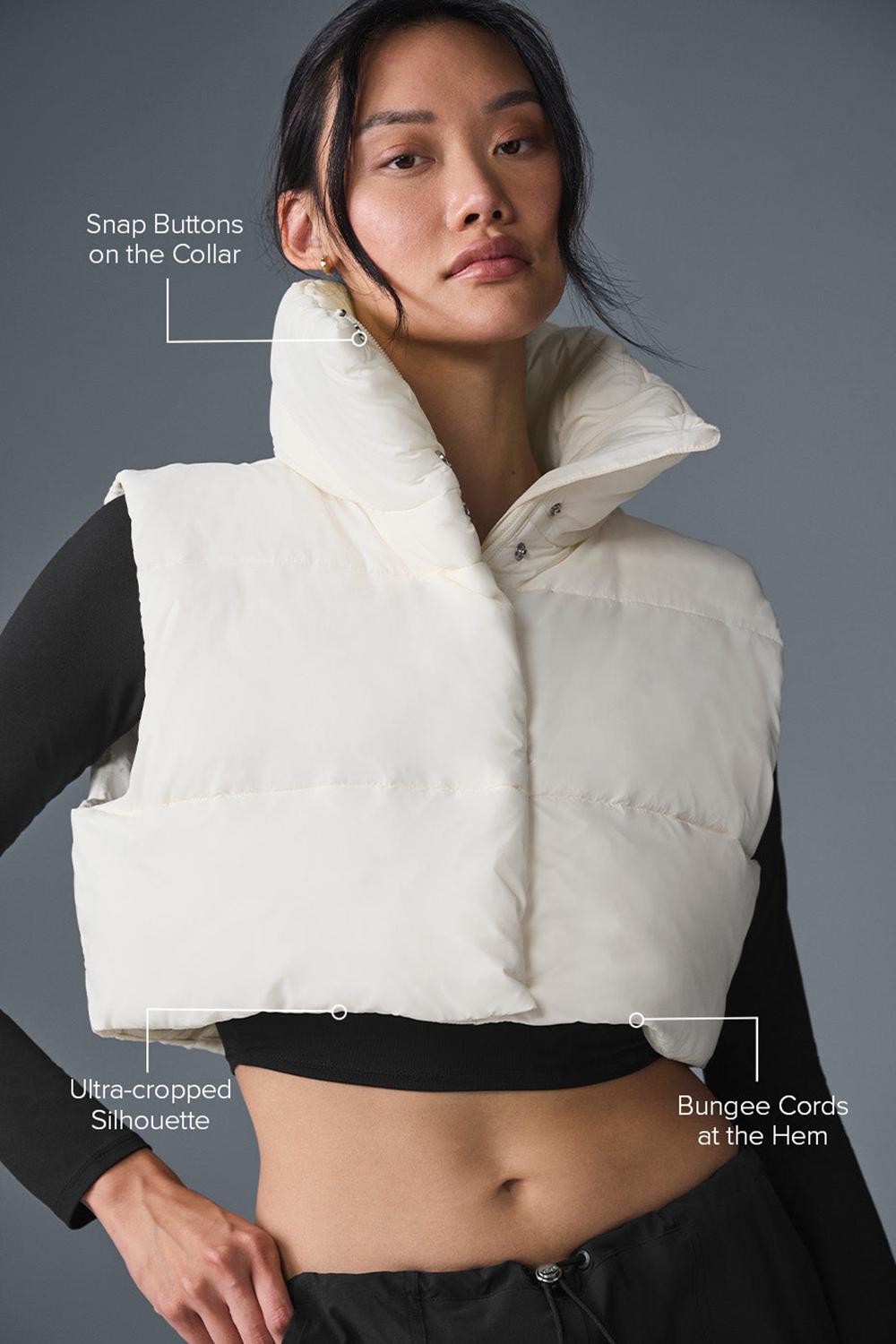 Chaleco Alo Yoga Cropped Gold Rush Puffer Mujer Ivory | España  EGLC-54287