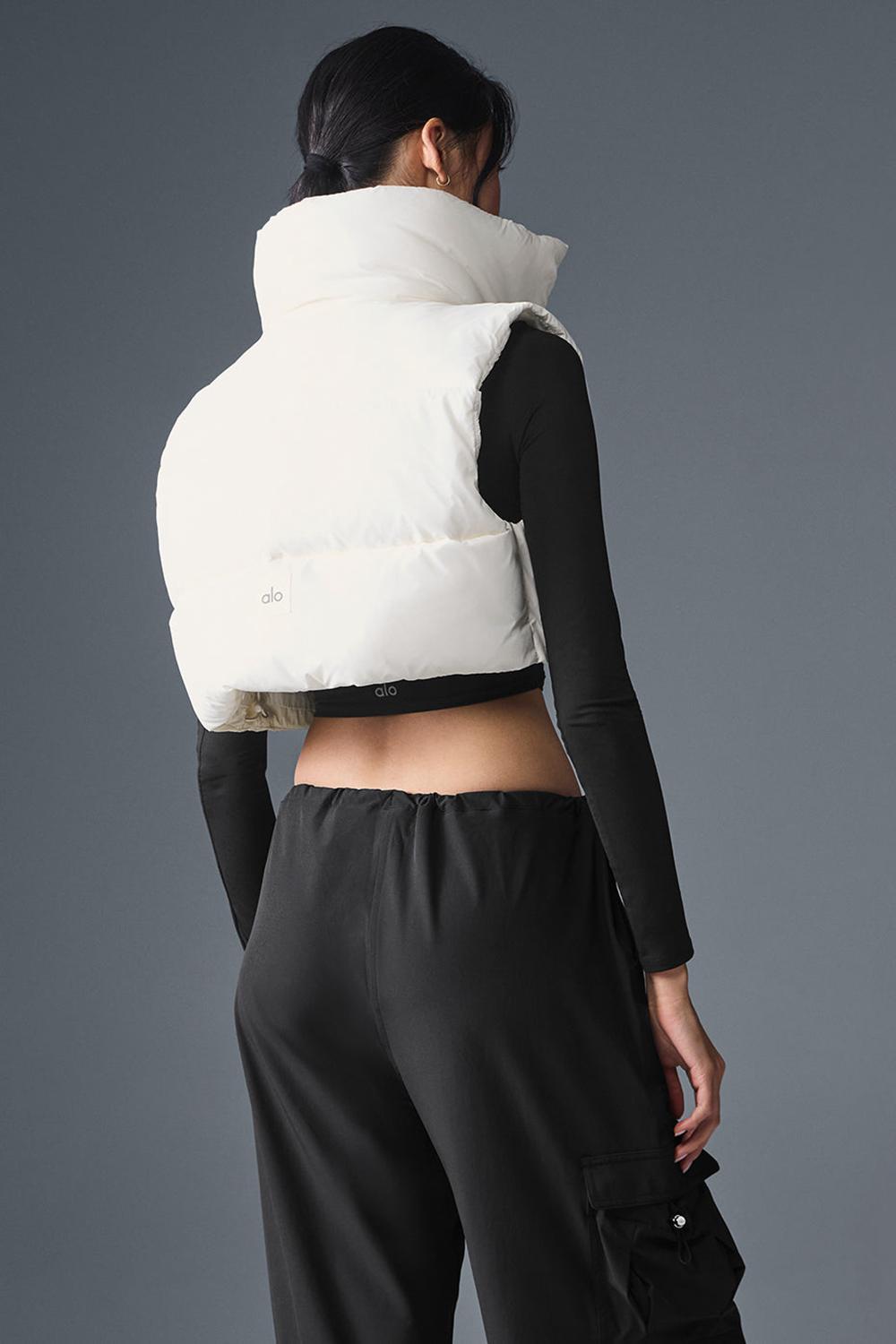 Chaleco Alo Yoga Cropped Gold Rush Puffer Mujer Ivory | España  EGLC-54287