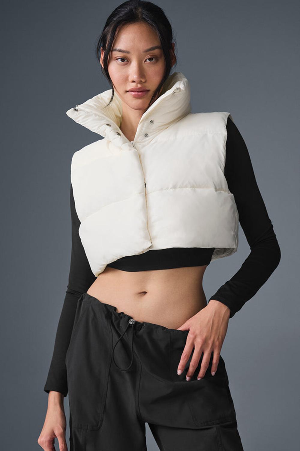 Chaleco Alo Yoga Cropped Gold Rush Puffer Mujer Ivory | España  EGLC-54287