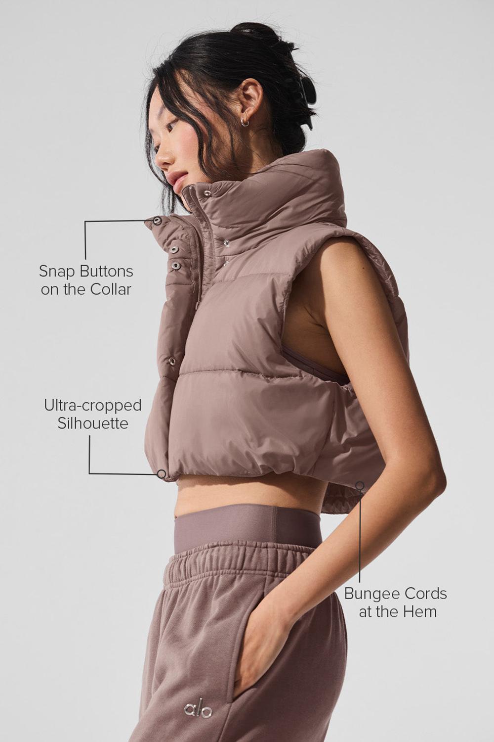 Chaleco Alo Yoga Extreme Cropped Gold Rush Puffer Mujer Mushroom | España  NASV-29874