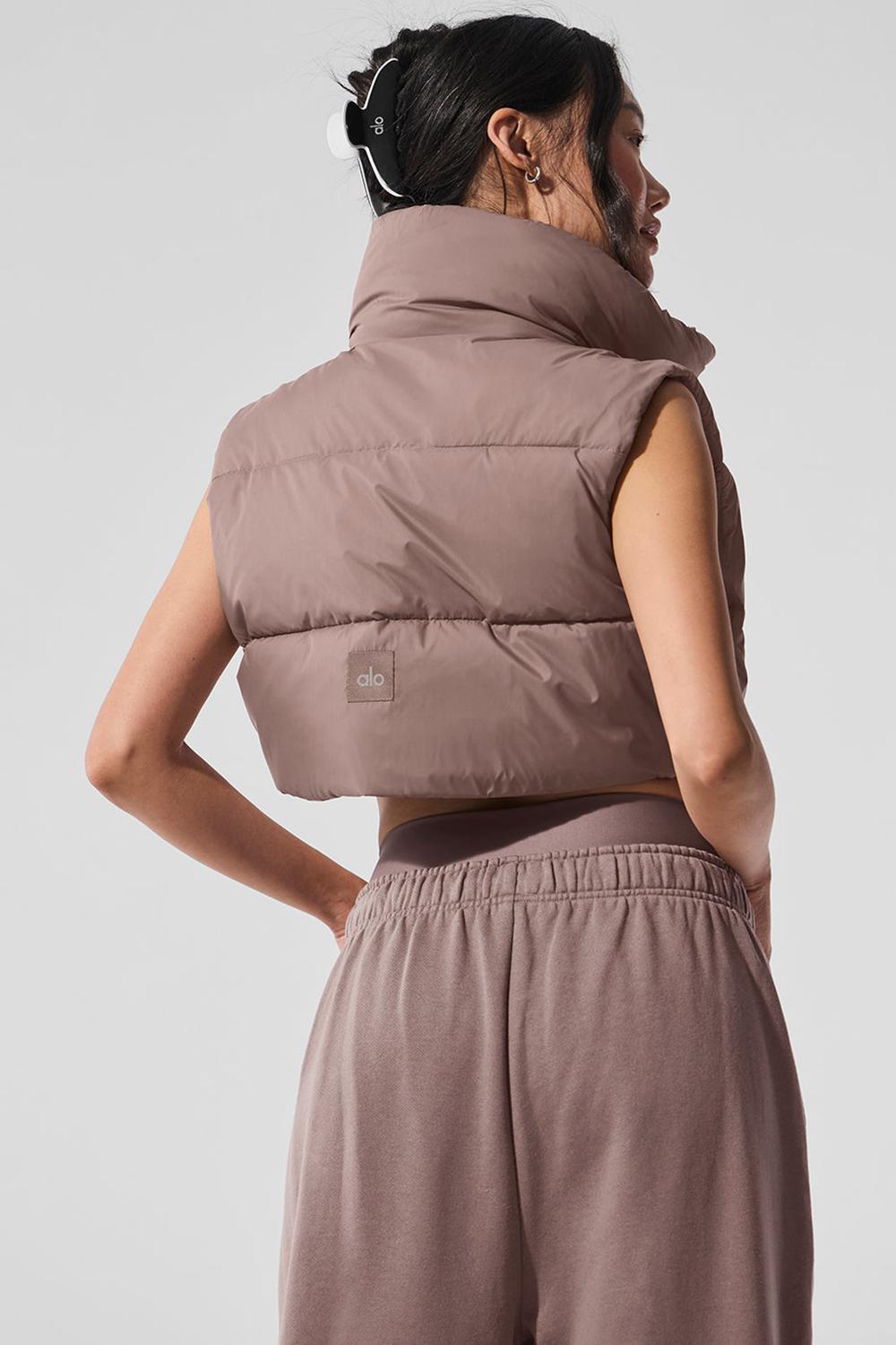 Chaleco Alo Yoga Extreme Cropped Gold Rush Puffer Mujer Mushroom | España  NASV-29874