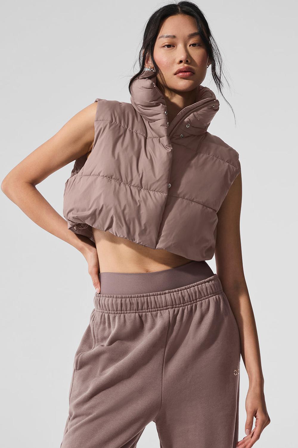 Chaleco Alo Yoga Extreme Cropped Gold Rush Puffer Mujer Mushroom | España  NASV-29874