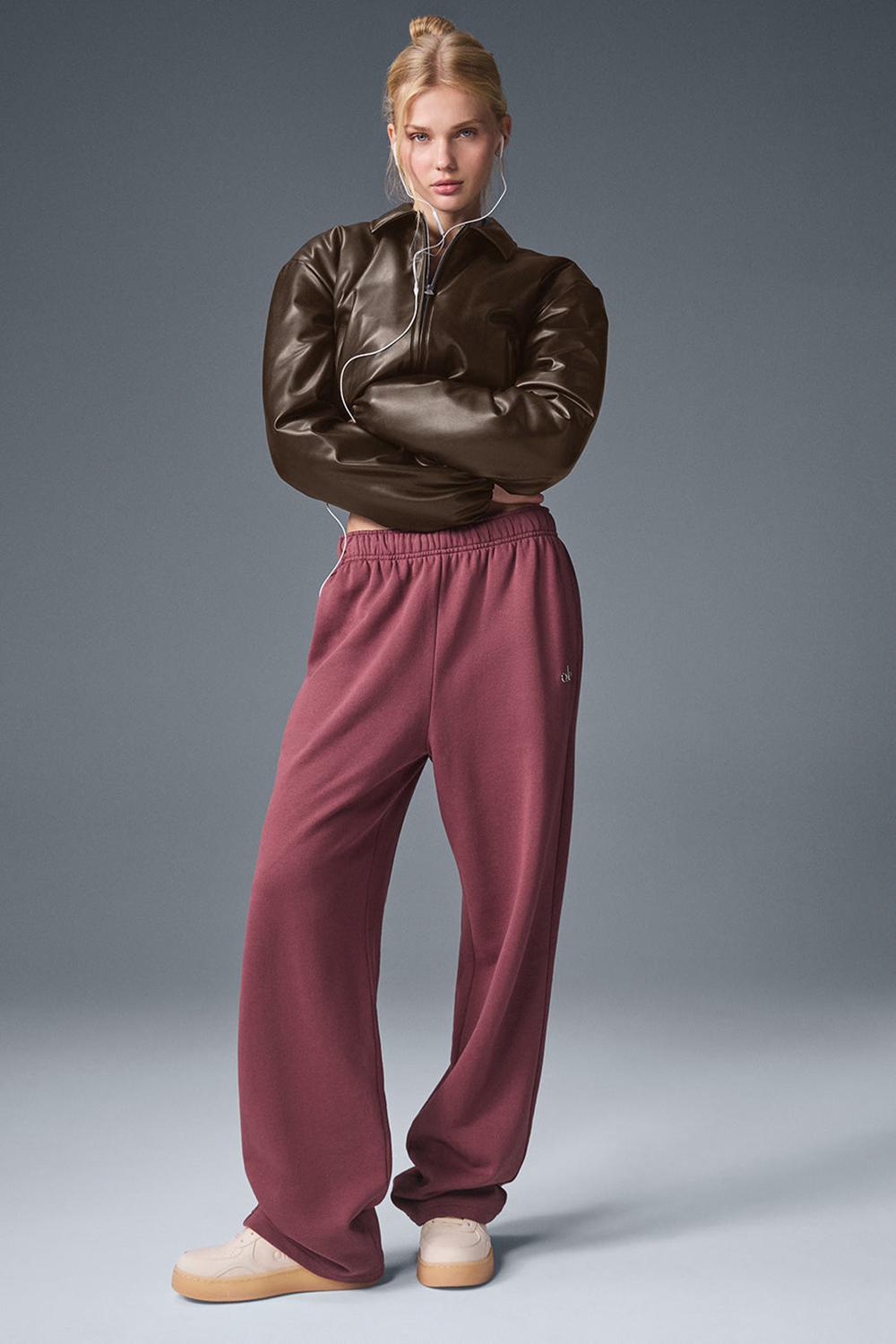 Chaqueta Bomber Alo Yoga Faux Leather Cropped Premier Mujer Espresso | España  TBOK-08725
