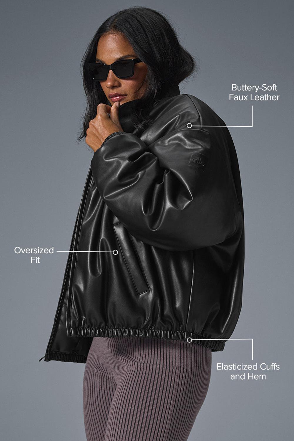 Chaqueta Bomber Alo Yoga Faux Leather Premier Mujer Negras | España  DYZF-53614
