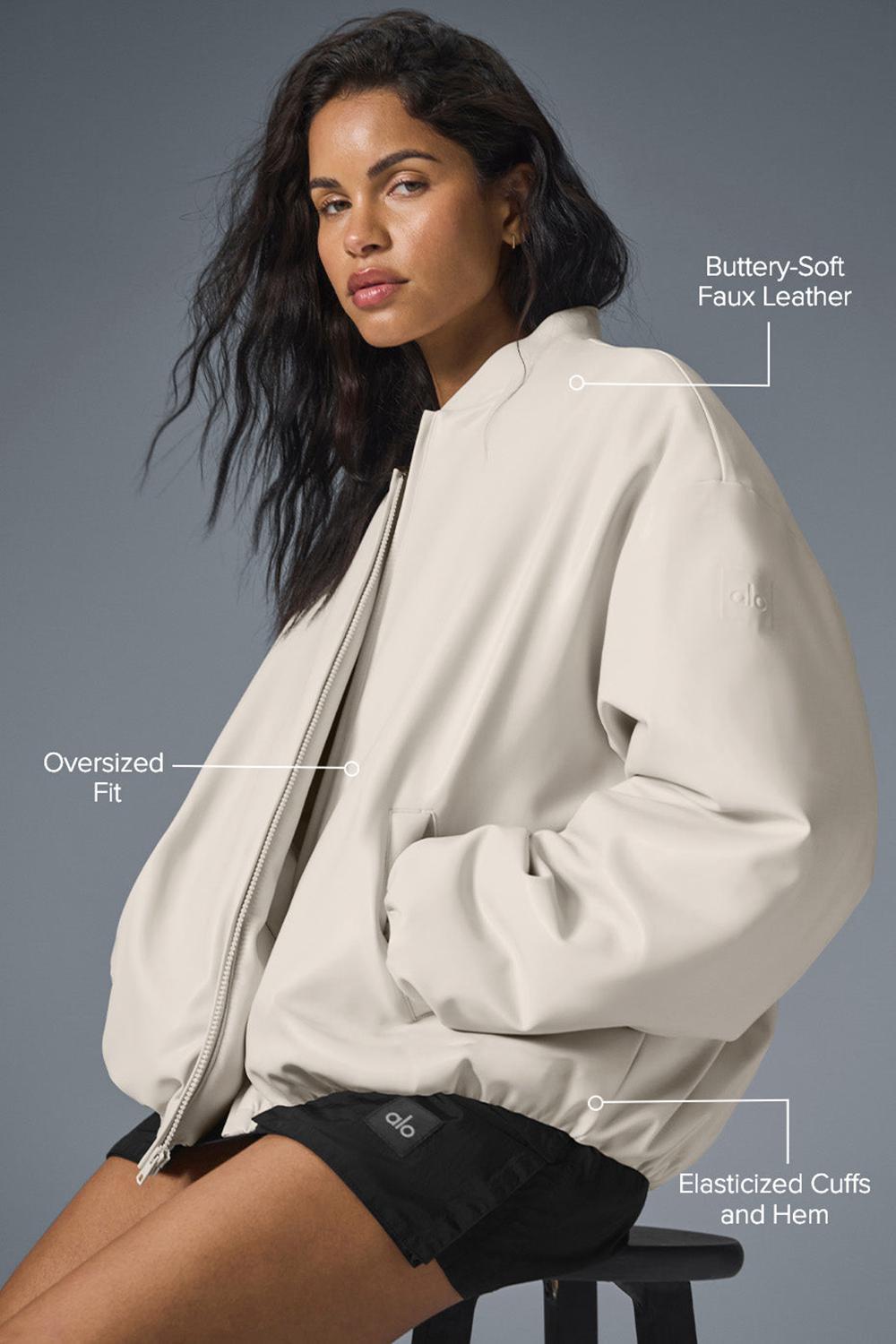 Chaqueta Bomber Alo Yoga Faux Leather Premier Mujer Bone | España  XCZF-69270