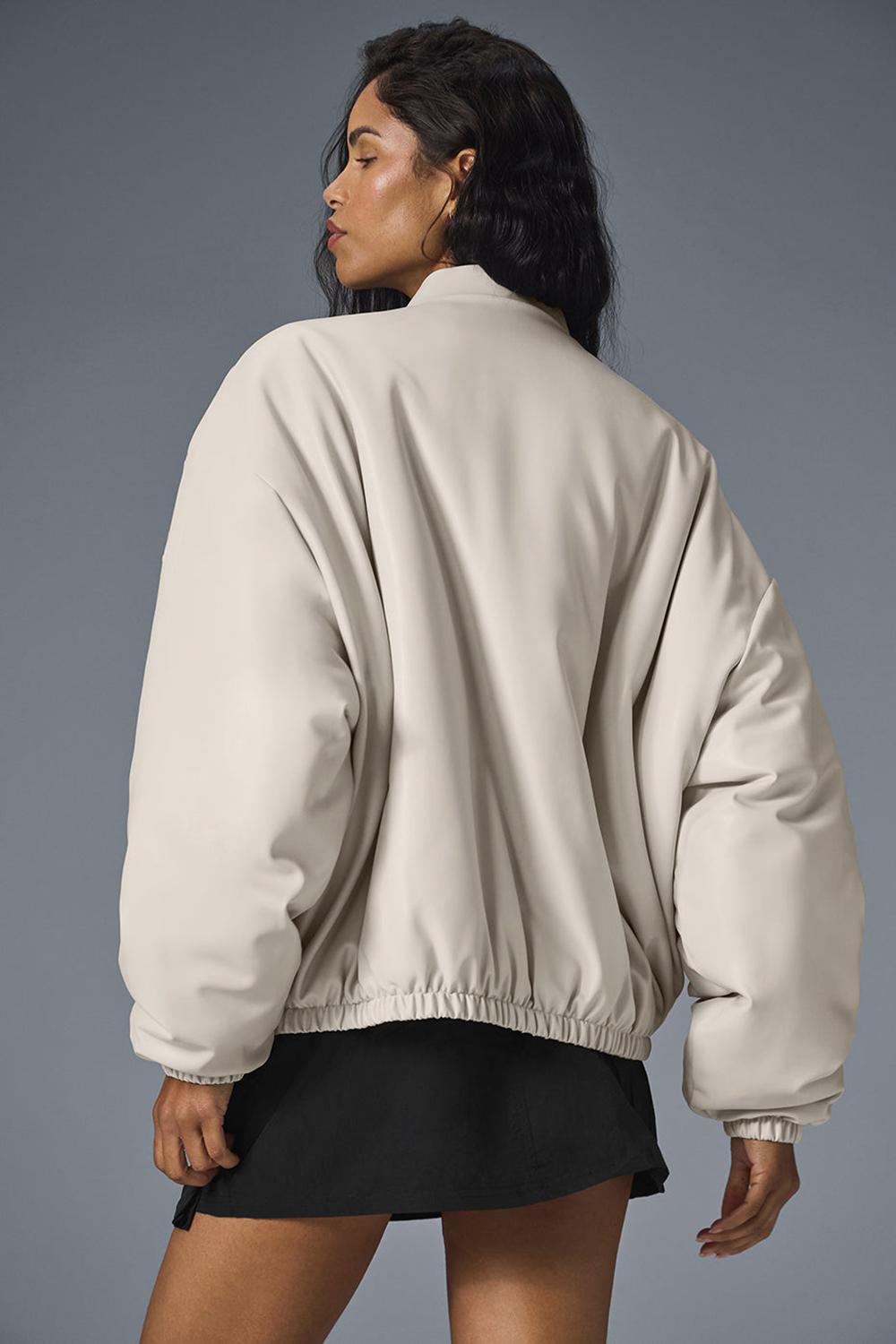 Chaqueta Bomber Alo Yoga Faux Leather Premier Mujer Bone | España  XCZF-69270