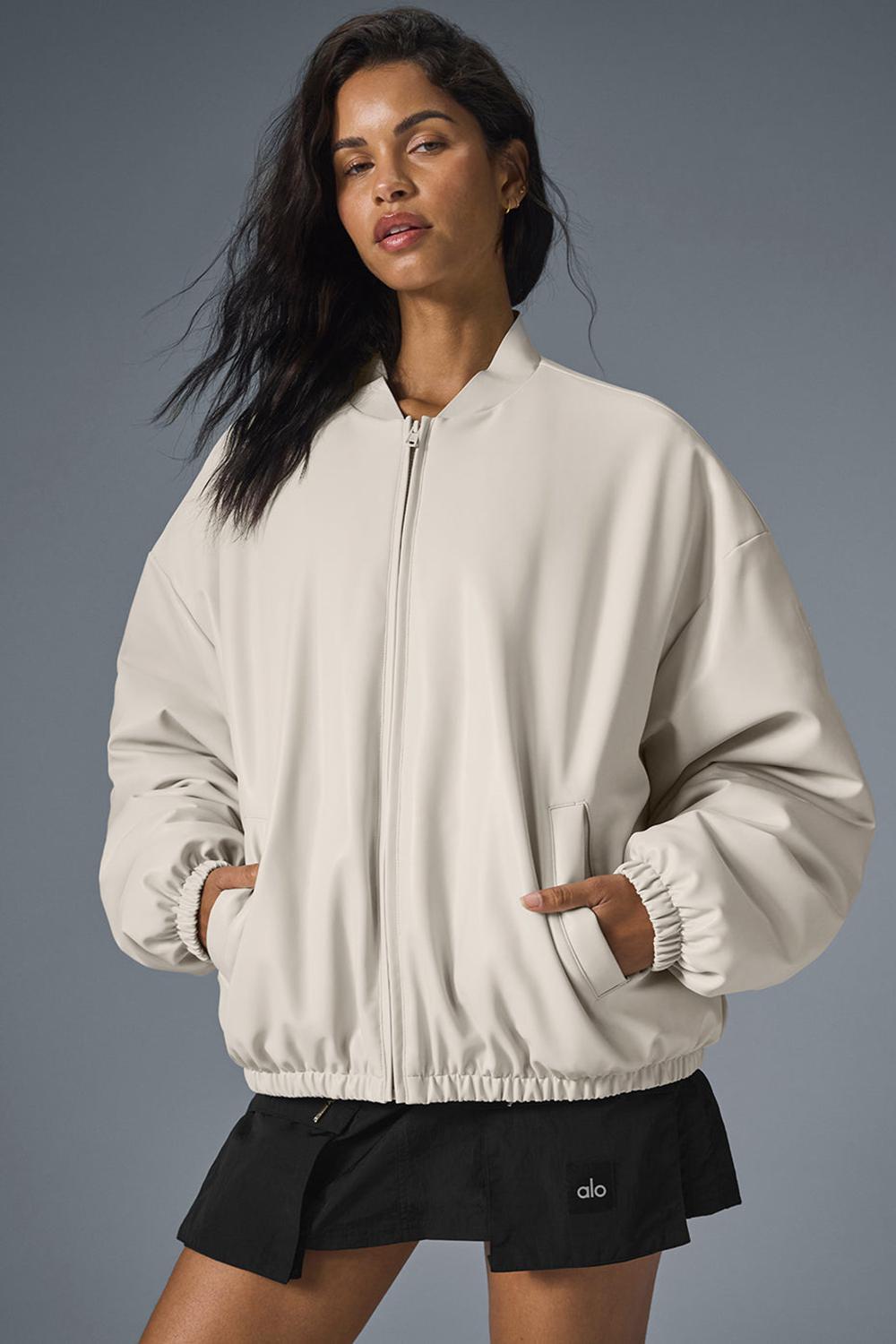 Chaqueta Bomber Alo Yoga Faux Leather Premier Mujer Bone | España  XCZF-69270