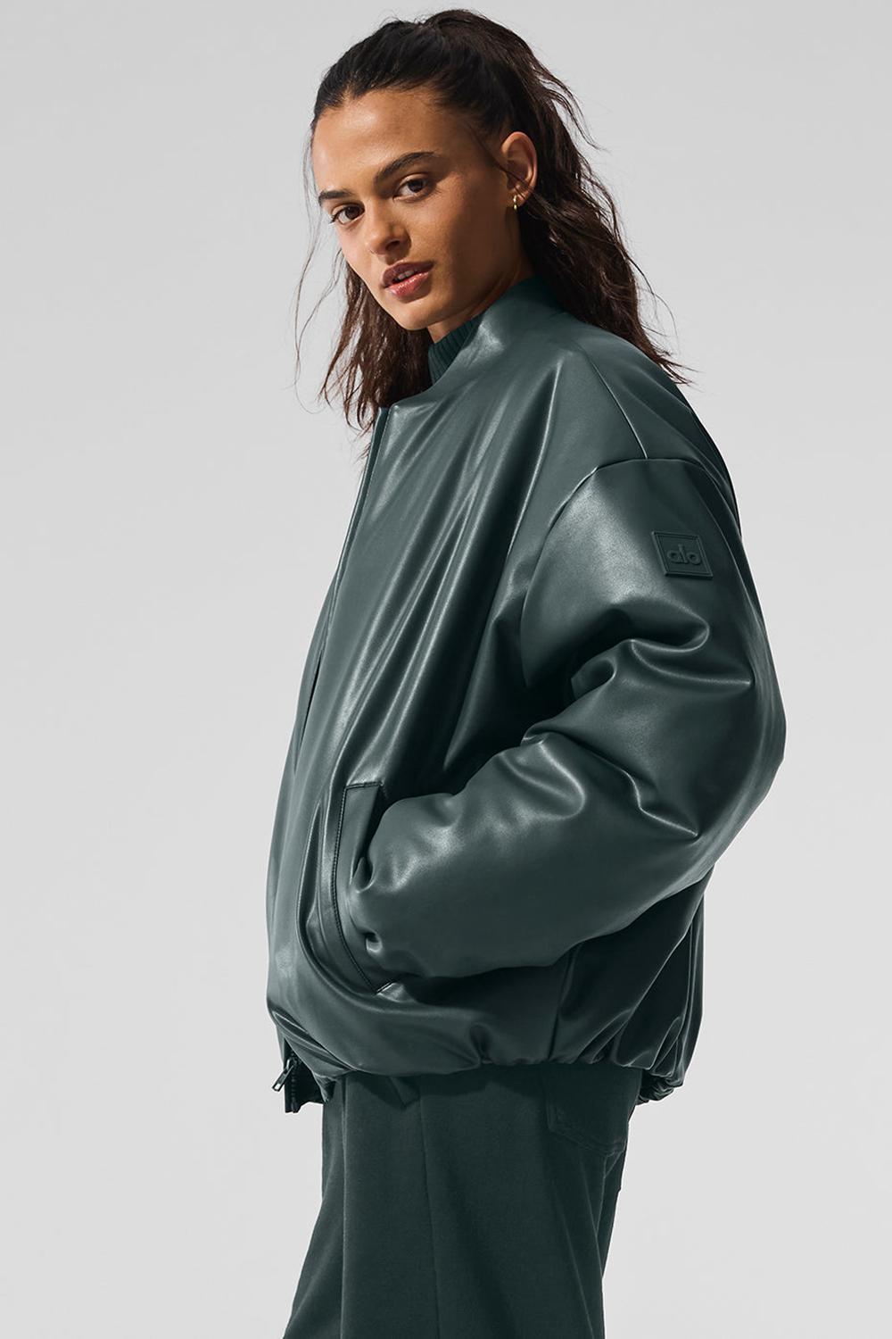 Chaqueta Bomber Alo Yoga Faux Leather Premier Mujer Verde | España  NKHW-15476