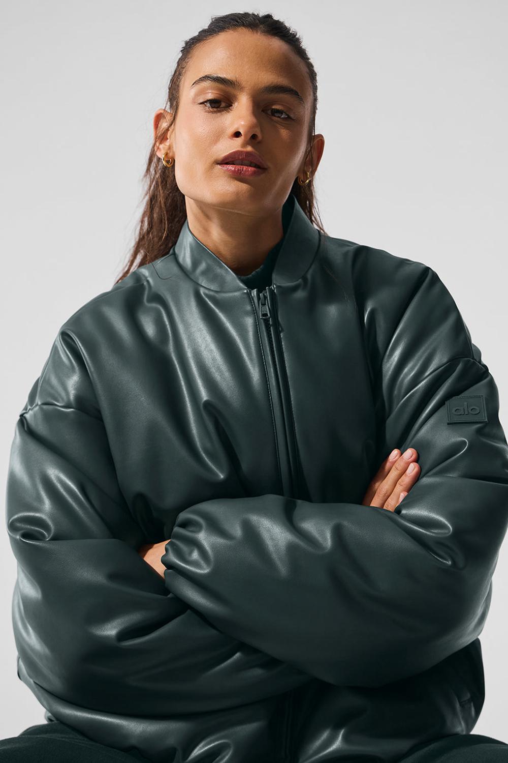 Chaqueta Bomber Alo Yoga Faux Leather Premier Mujer Verde | España  NKHW-15476