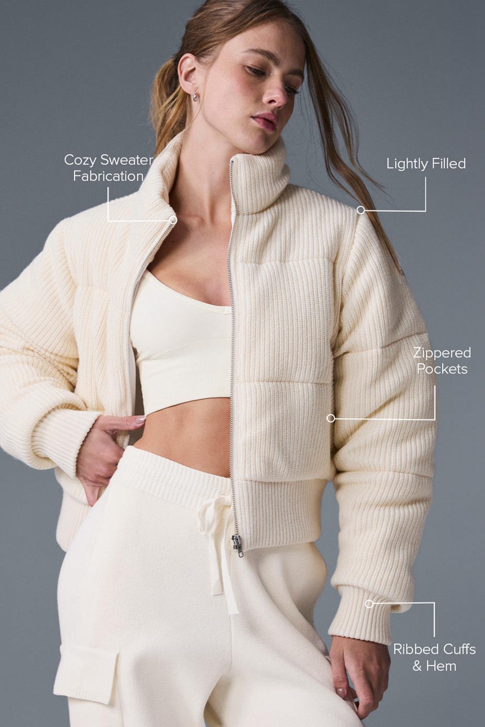 Chaqueta Puffer Alo Yoga Darling Sweater Mujer Ivory | España  VIGL-30162