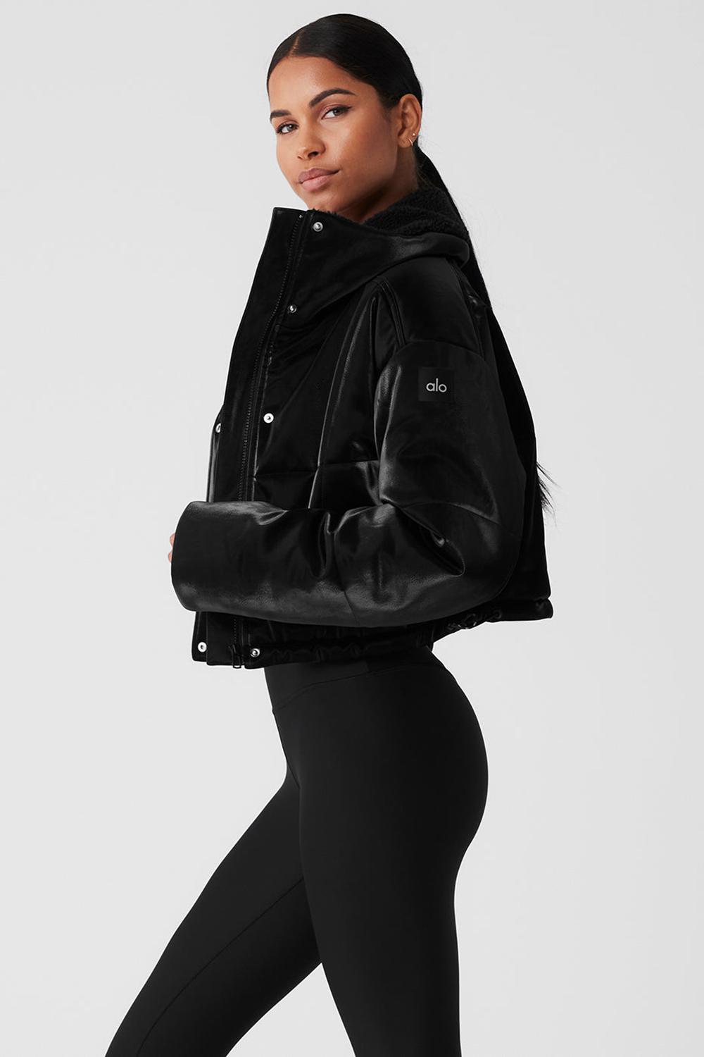 Chaqueta Puffer Alo Yoga Orion Cropped Mujer Negras | España  ONVM-09178