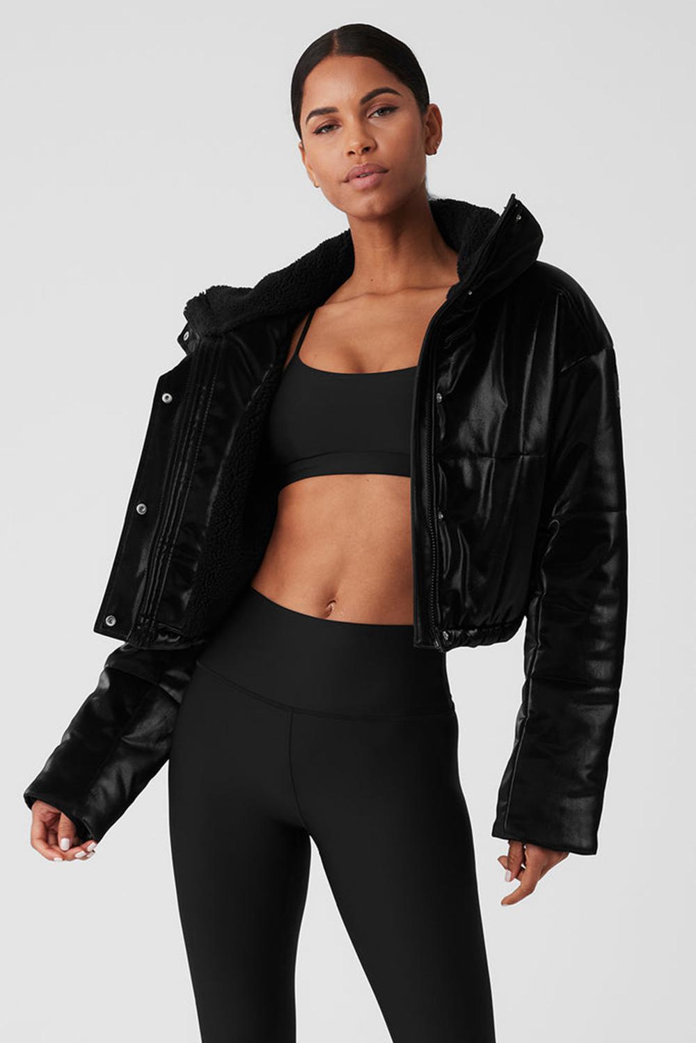 Chaqueta Puffer Alo Yoga Orion Cropped Mujer Negras | España  ONVM-09178