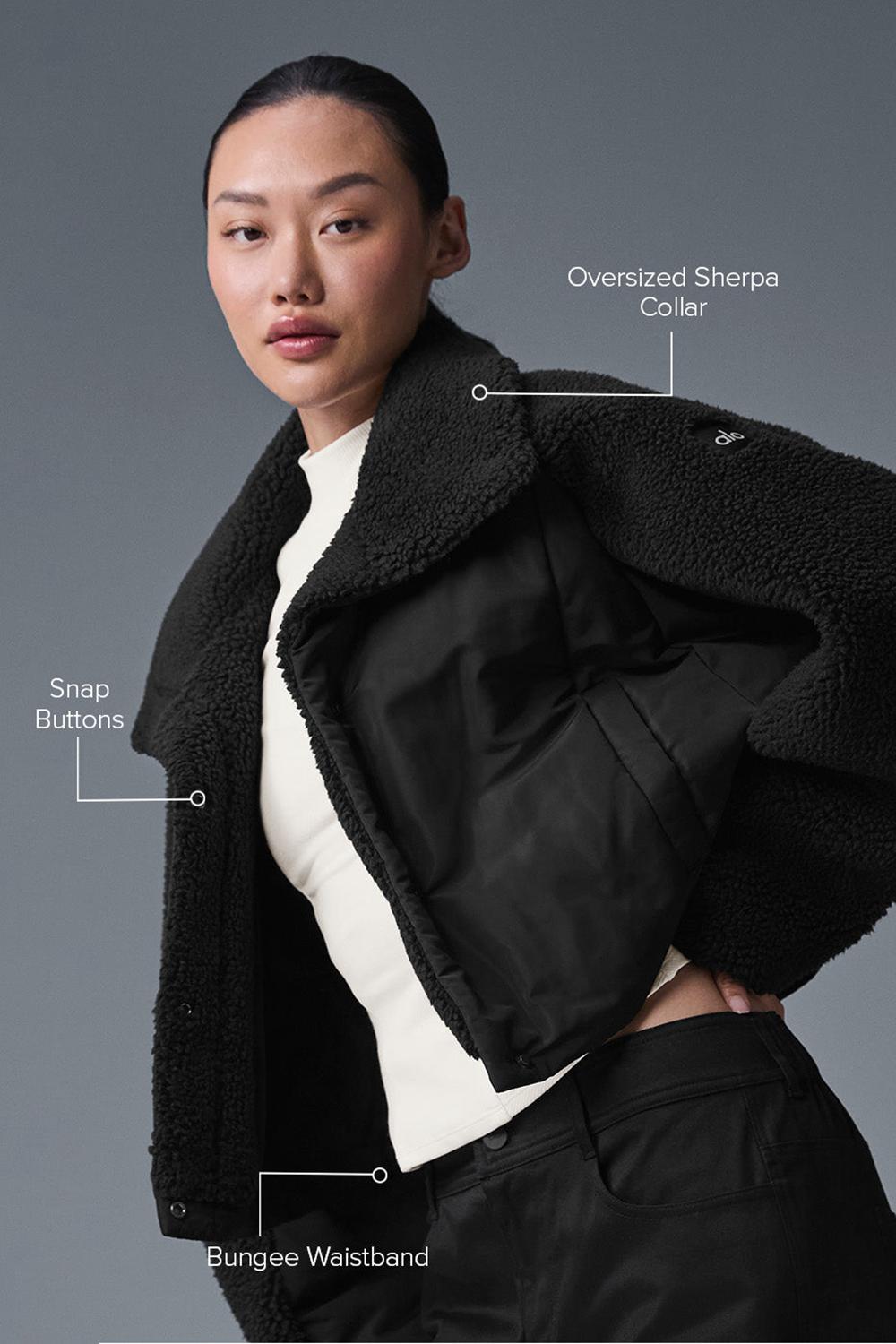 Chaqueta Puffer Alo Yoga Sherpa Cozy Escape Mujer Negras Negras | España  OBSV-93028