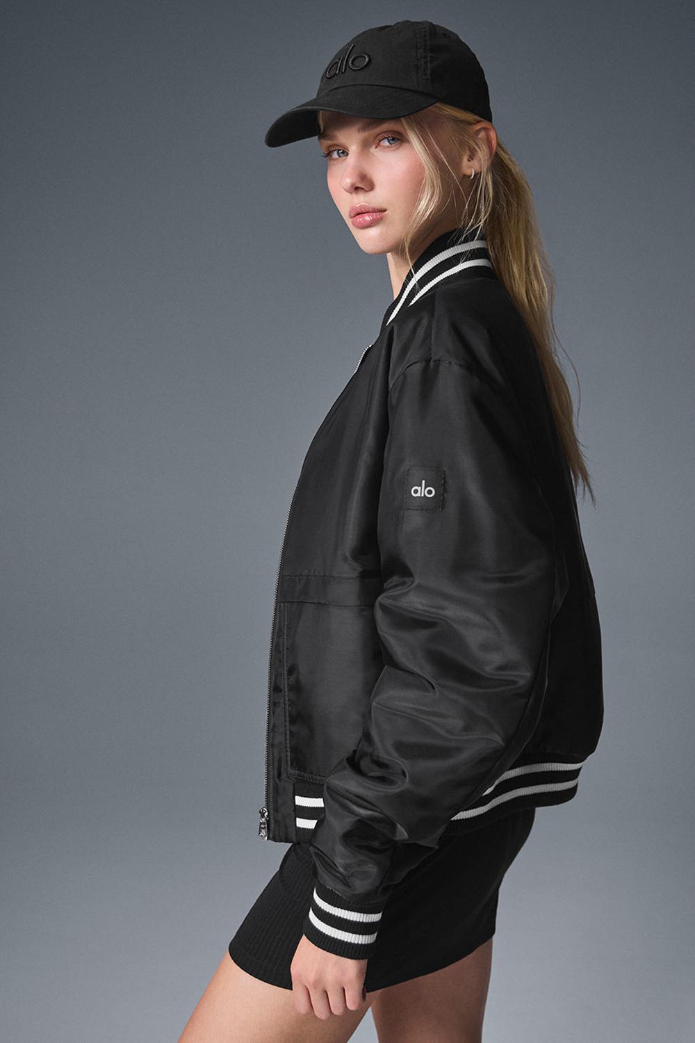 Chaquetas Alo Yoga Afterglow Varsity Mujer Negras | España  YLND-29607