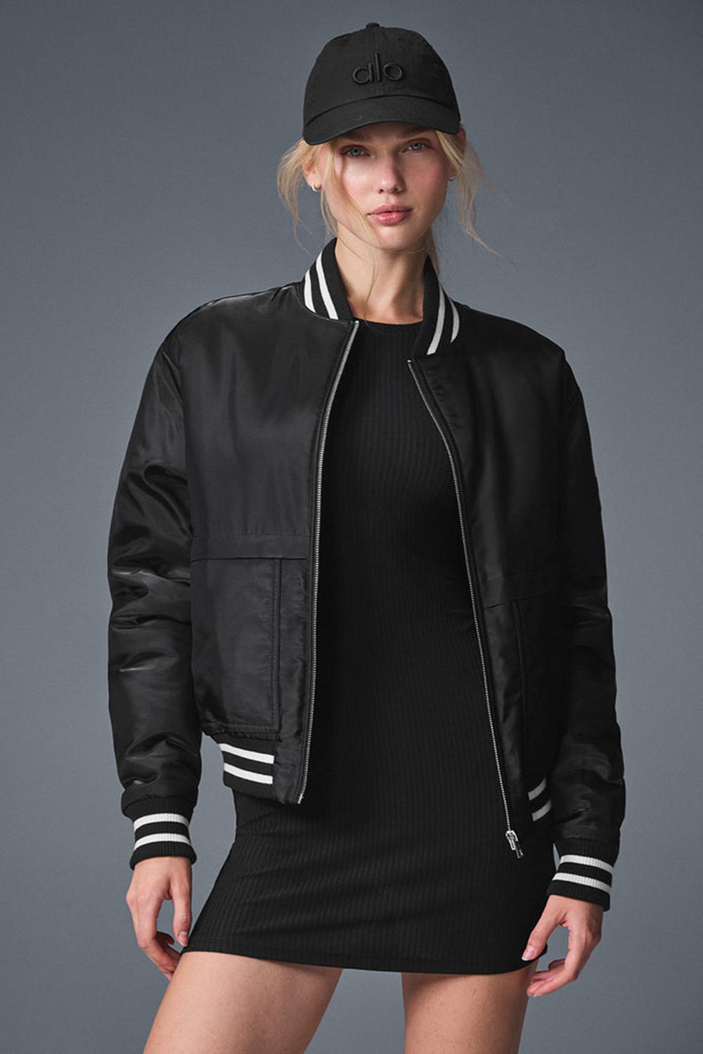Chaquetas Alo Yoga Afterglow Varsity Mujer Negras | España  YLND-29607