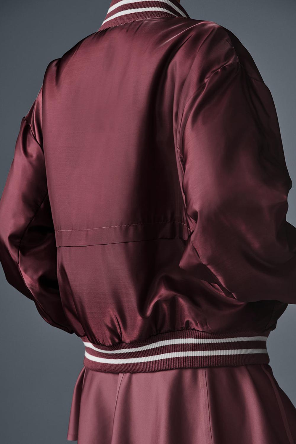 Chaquetas Alo Yoga Afterglow Varsity Mujer Burdeos | España  TNKQ-01543
