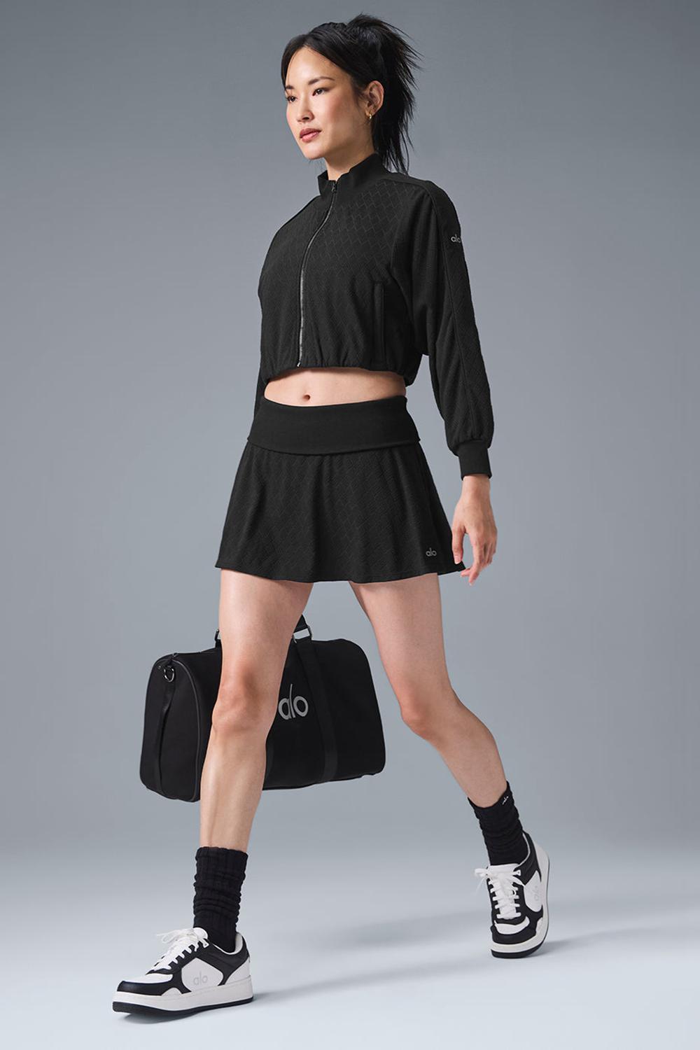 Chaquetas Alo Yoga Cropped Doubles Only Full Zip Mujer Negras | España  DUEZ-38790