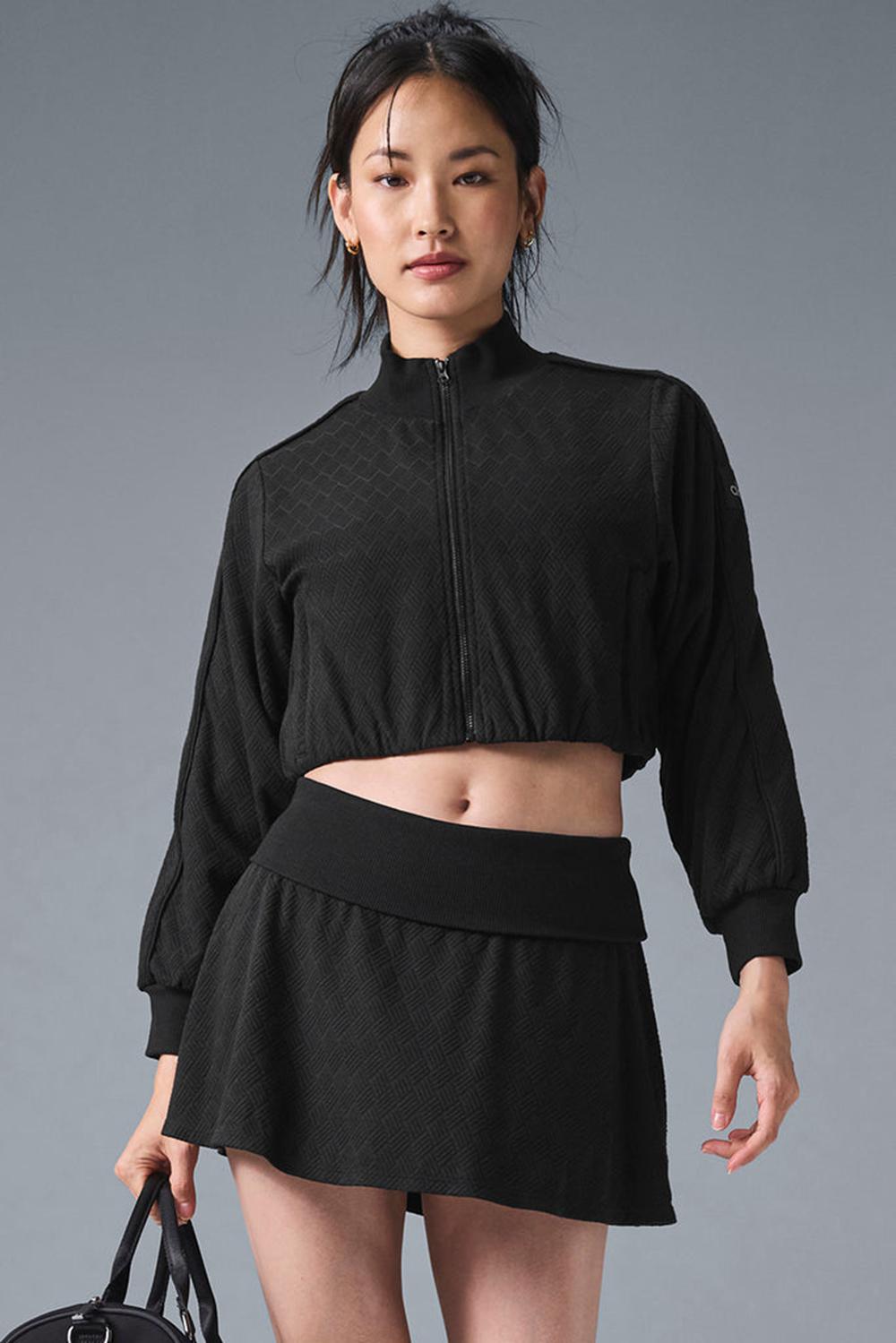 Chaquetas Alo Yoga Cropped Doubles Only Full Zip Mujer Negras | España  DUEZ-38790