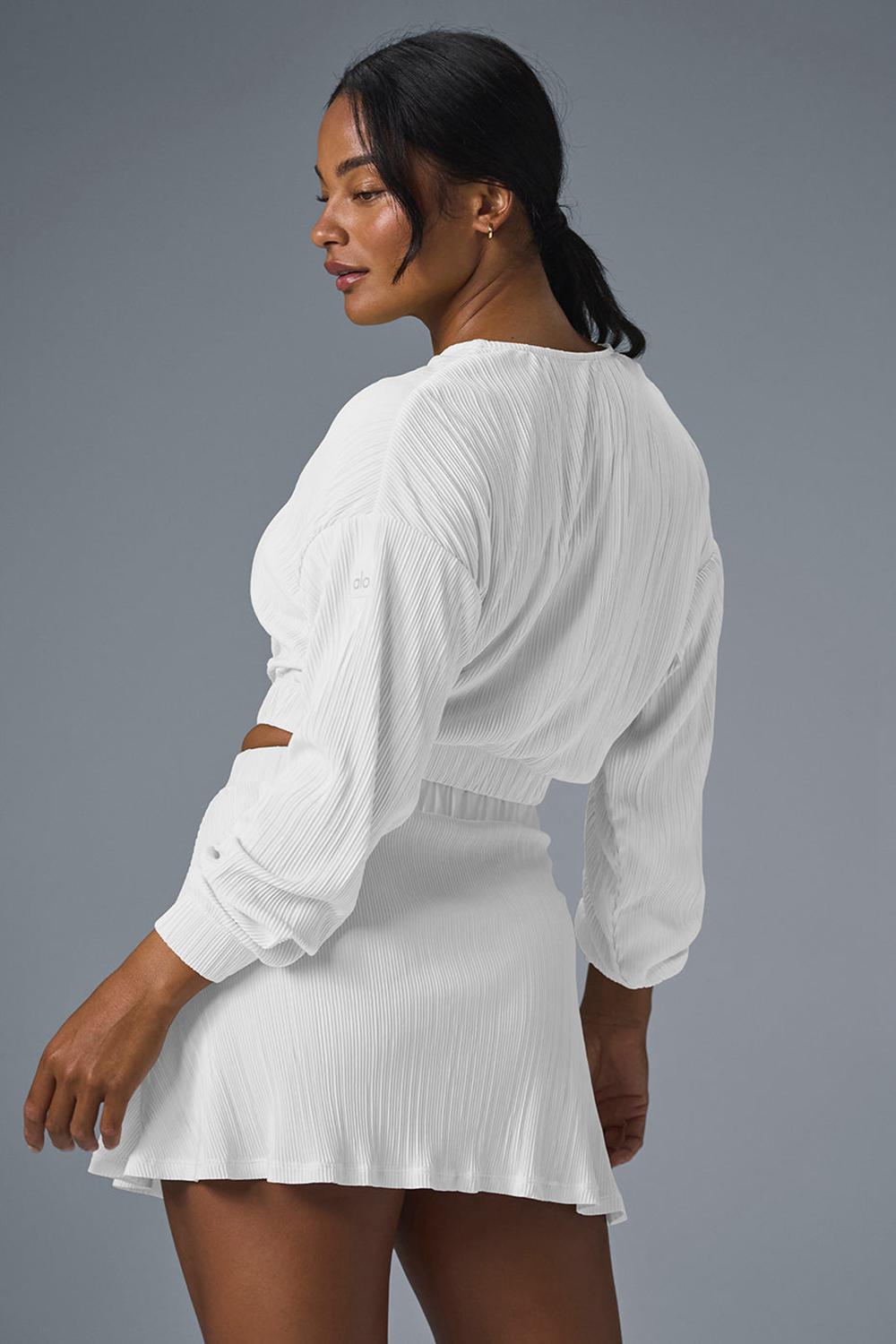 Chaquetas Alo Yoga Cropped Micro Plisse Mujer Blancas | España  AMHN-78542