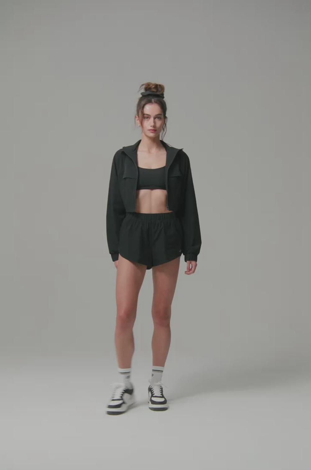 Chaquetas Alo Yoga Cropped Playmaker Mujer Negras | España  OCWY-64071