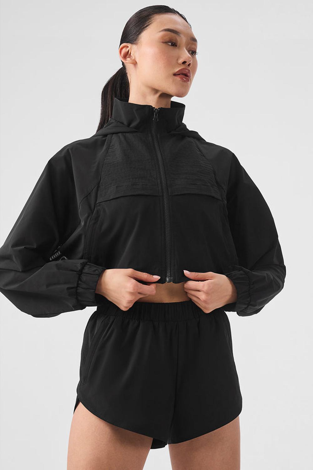 Chaquetas Alo Yoga Cropped Playmaker Mujer Negras | España  OCWY-64071