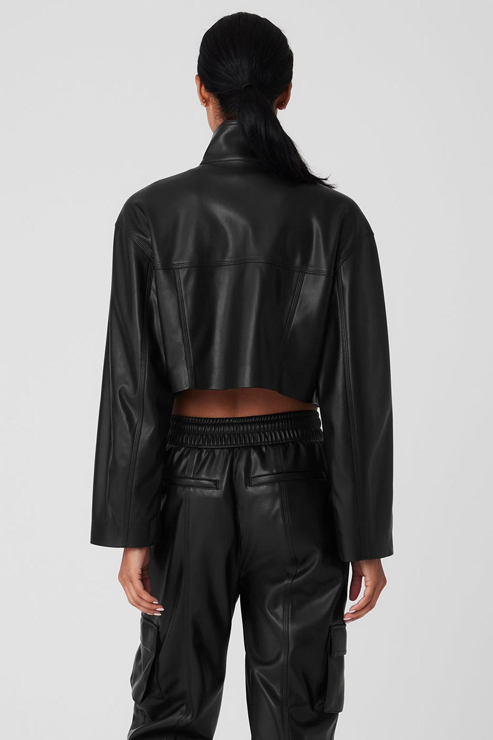Chaquetas Alo Yoga Faux Leather Power Hour Mujer Negras | España  DZRS-40531