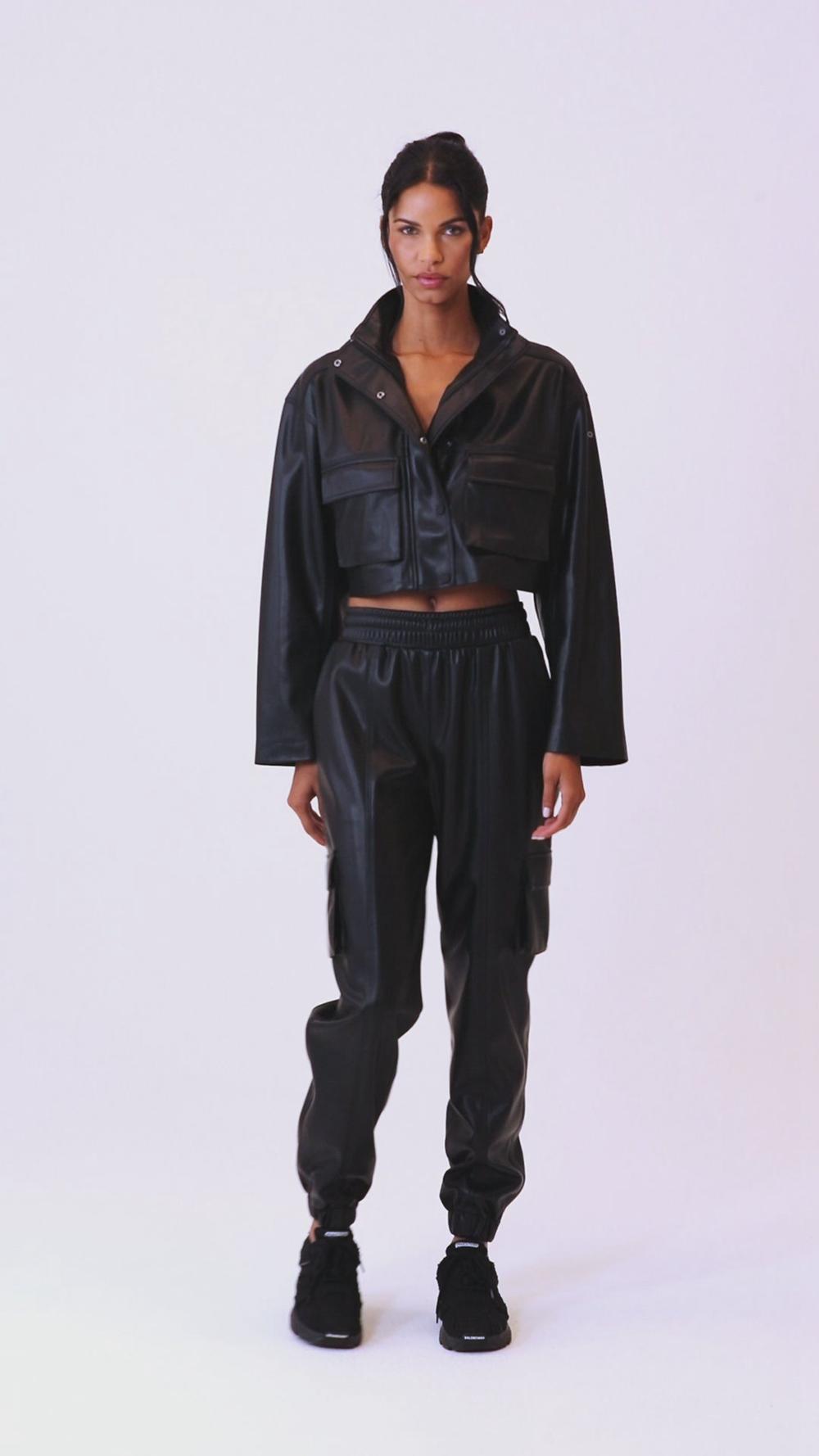 Chaquetas Alo Yoga Faux Leather Power Hour Mujer Negras | España  DZRS-40531