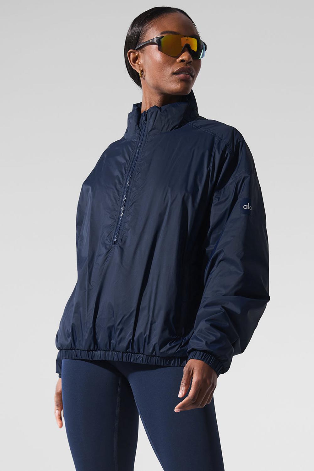 Chaquetas Alo Yoga Latitude Light Weight 1/2 Zip Pullover Mujer Azul Marino | España  AUKO-85910