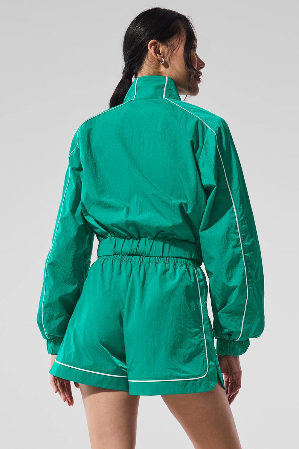 Chaquetas Alo Yoga Motivate Full-Zip Track Mujer Verde Blancas | España  DIAX-41257