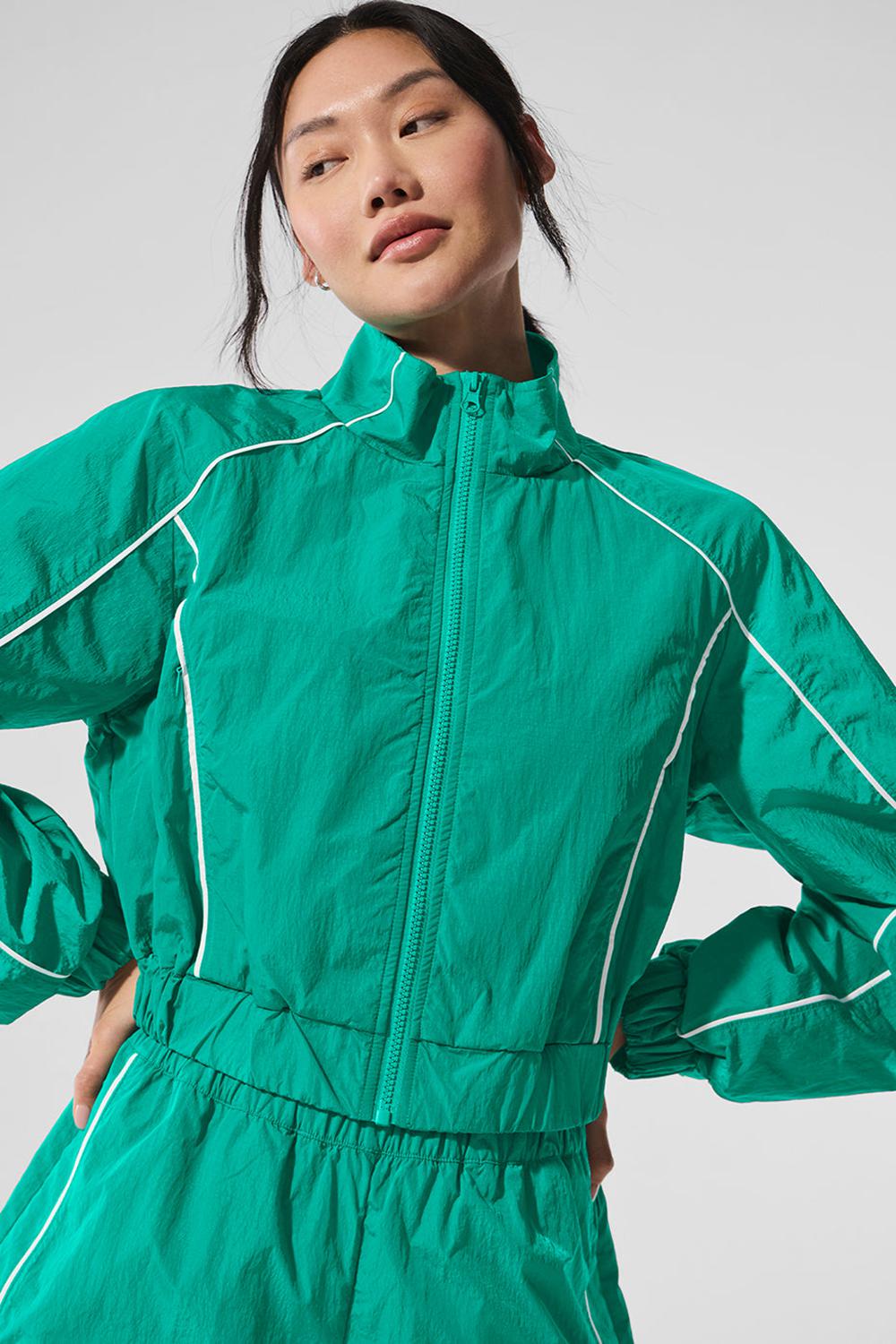Chaquetas Alo Yoga Motivate Full-Zip Track Mujer Verde Blancas | España  DIAX-41257
