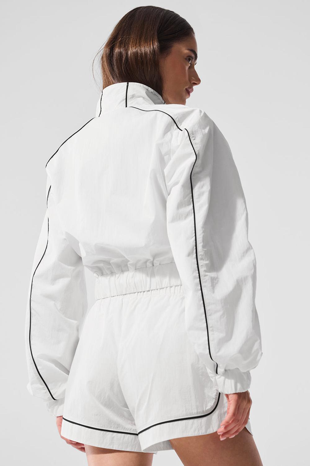 Chaquetas Alo Yoga Motivate Full-Zip Track Mujer Blancas Negras | España  HQJY-46932